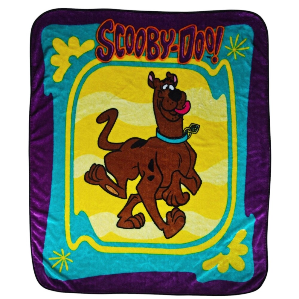 Vintage Scooby Doo Plush Blanket Throw 50X60 Purple Teal Yellow Luxe Fleece